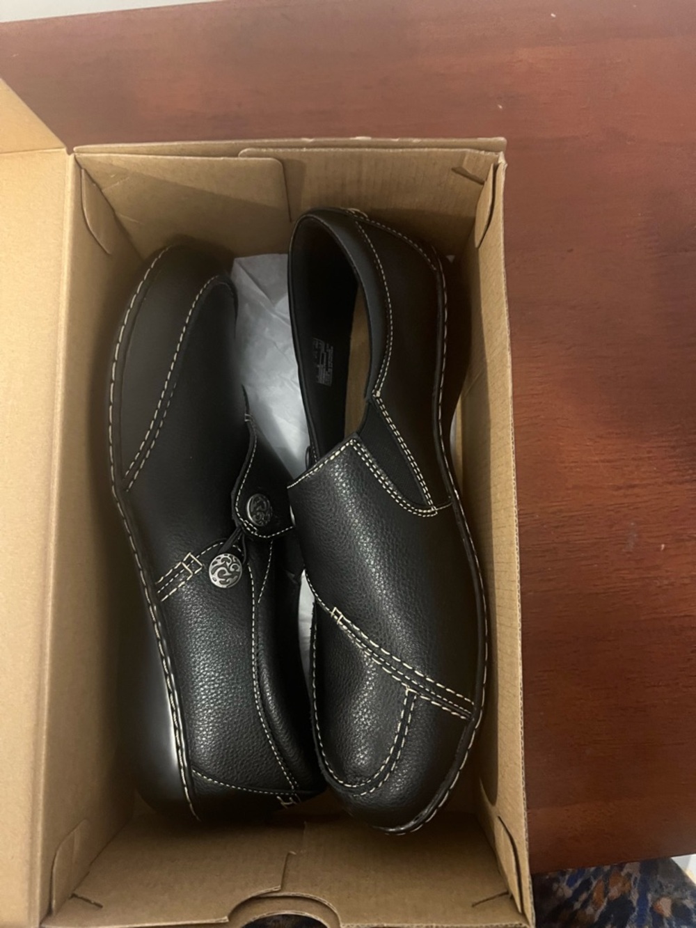 Clarks Women’s Black Slip-On Casual Shoes - Picture 2 of 4